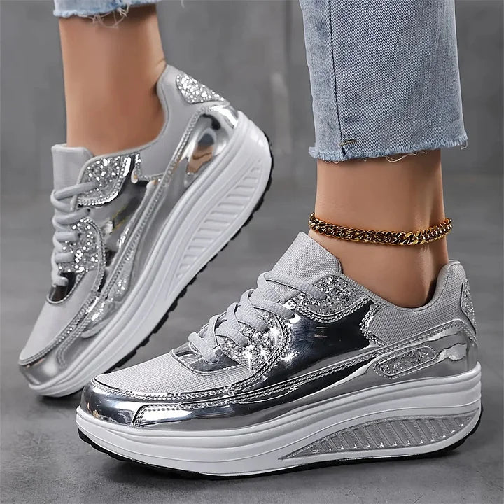 Nadia Pini™ Damskie sneakersy na platformie z połyskiem