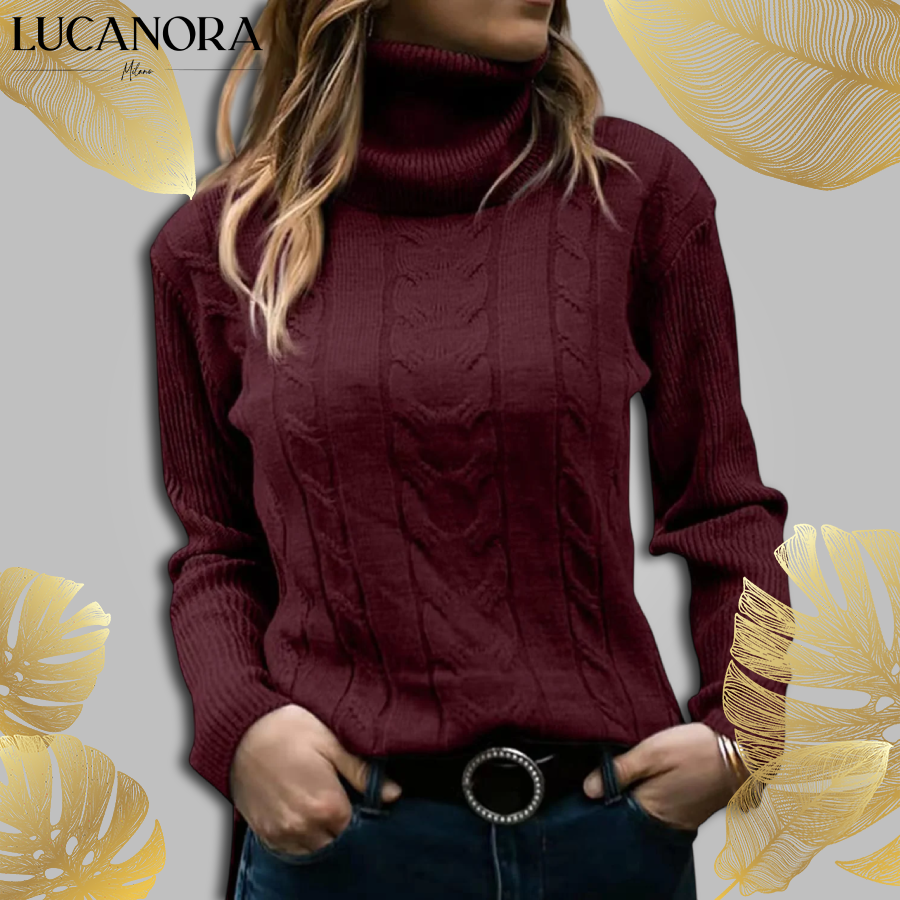 Nerea Carolla™ Dzianinowy sweter z golfem w stylu retro