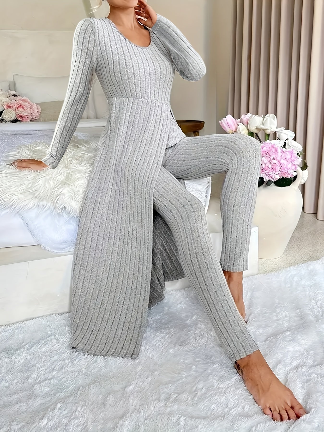 Nicole Coiro™ Komplet dwuczęściowy z tuniką z długim rękawem