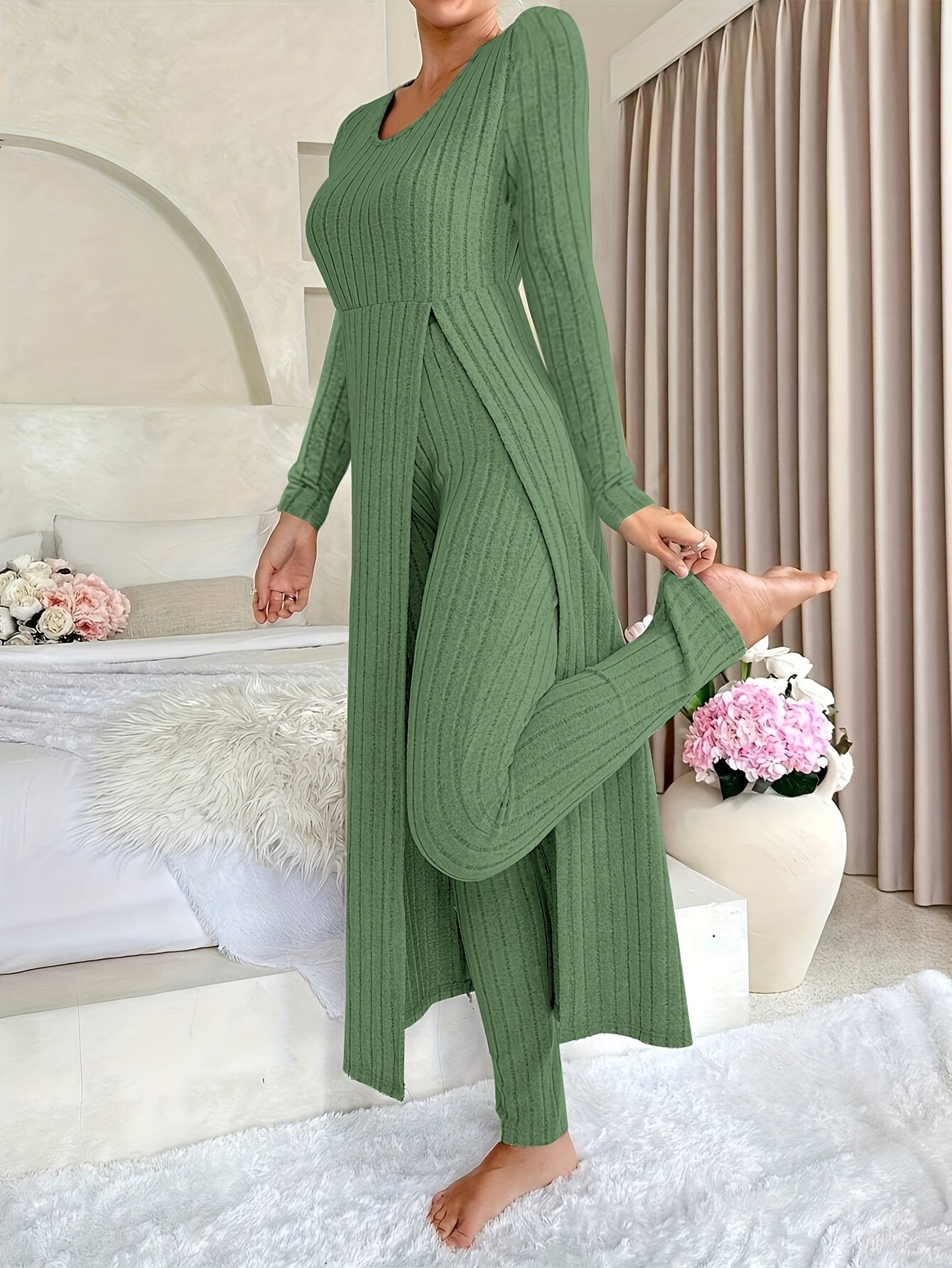 Nicole Coiro™ Komplet dwuczęściowy z tuniką z długim rękawem