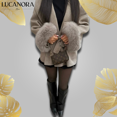 Olga Lamattina™ Elegancki płaszcz z futrem