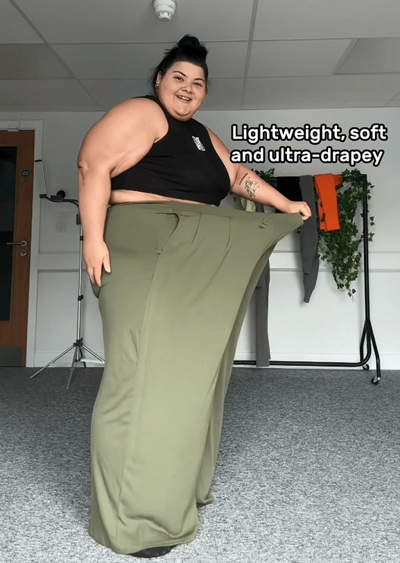 Ornella Bini™ Wysokie elastyczne spodnie z szeroką nogawką