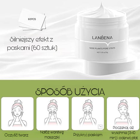 LANBENA™ Złuszczająca maska do usuwania zaskórników z 60 paskami