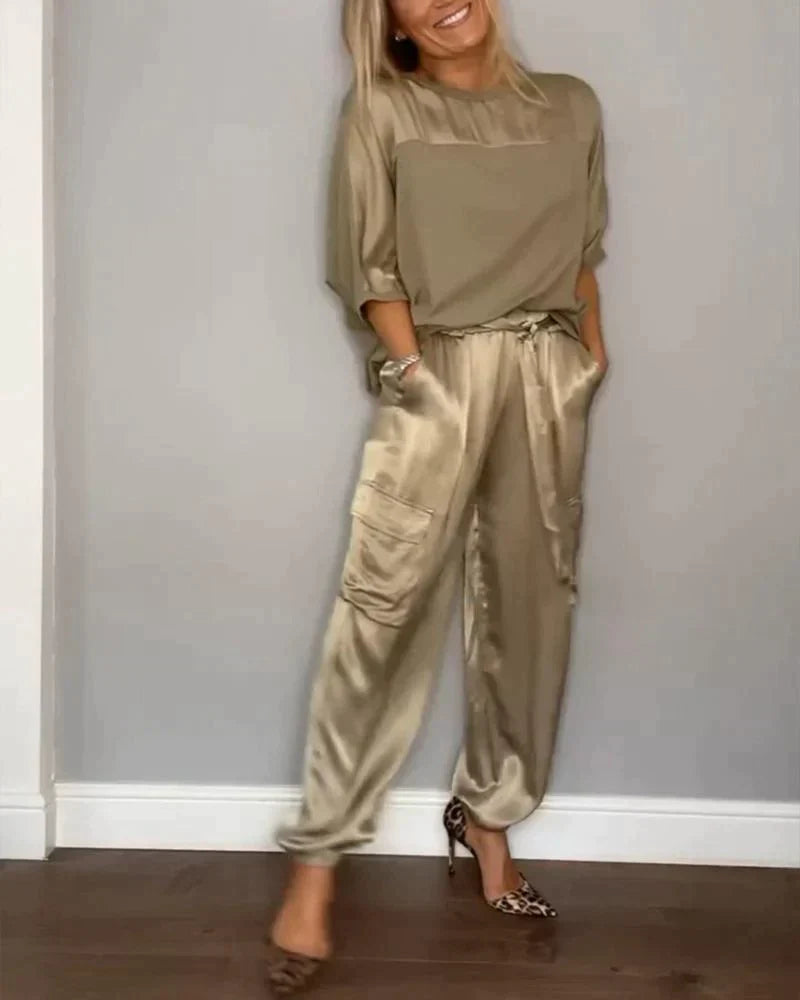 Perlita™ 2-częściowy satynowy elegancki komplet damski