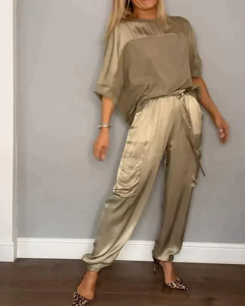 Perlita™ 2-częściowy satynowy elegancki komplet damski