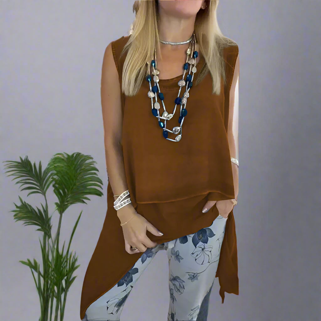 Rina Lizzio™ Casualowy monochromatyczny długi podkoszulek
