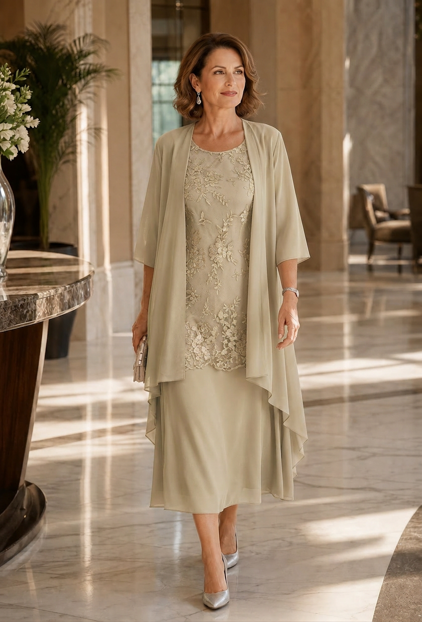 Rina Donadelli™ Elegancki komplet sukienka z kardiganem