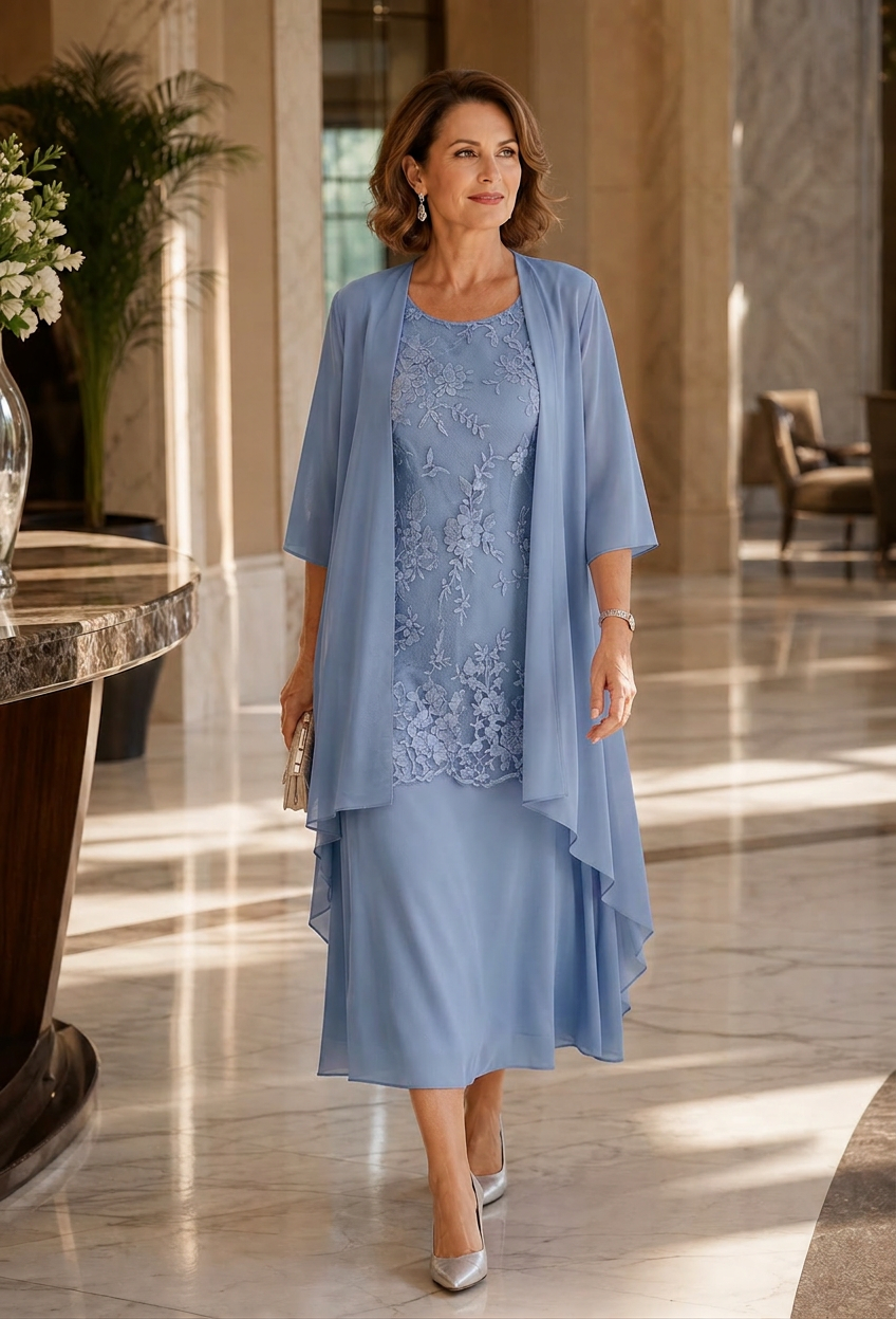 Rina Donadelli™ Elegancki komplet sukienka z kardiganem