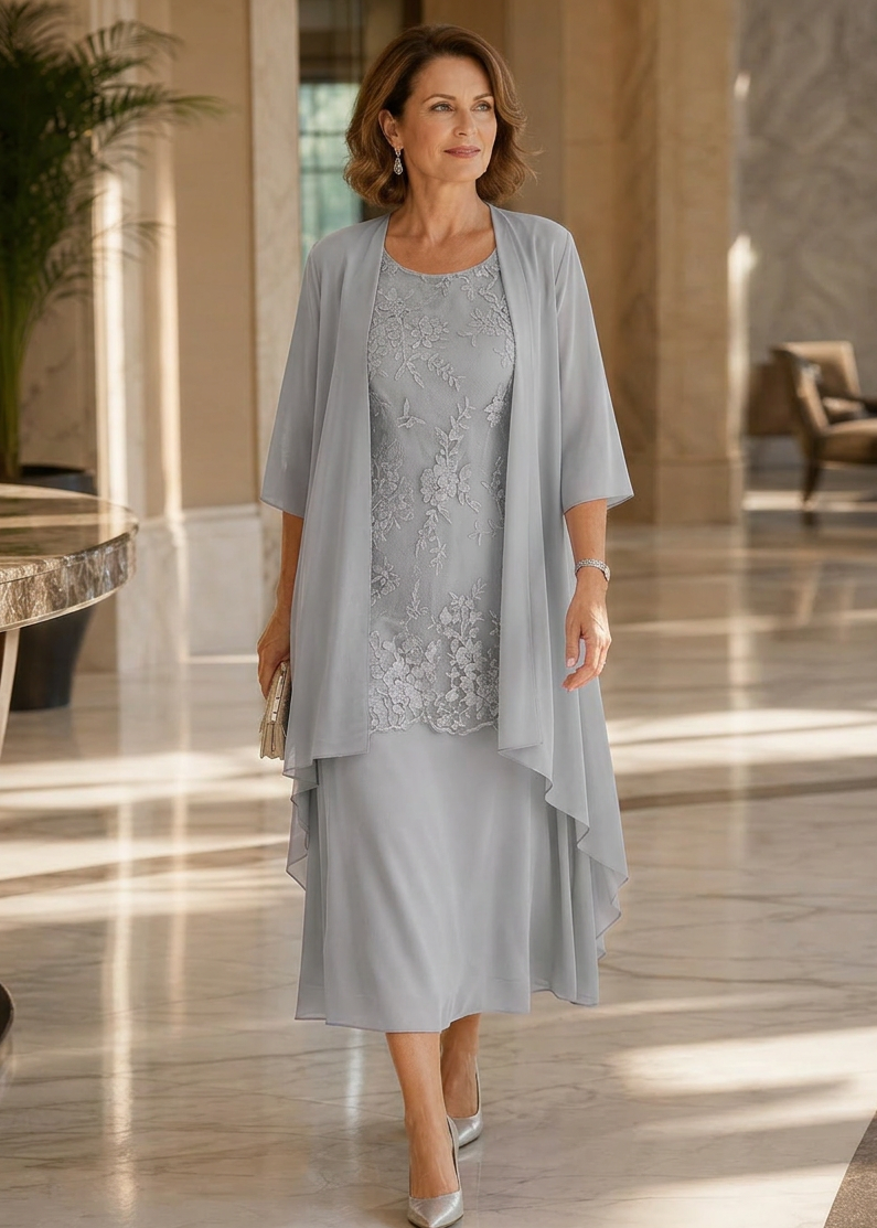 Rina Donadelli™ Elegancki komplet sukienka z kardiganem