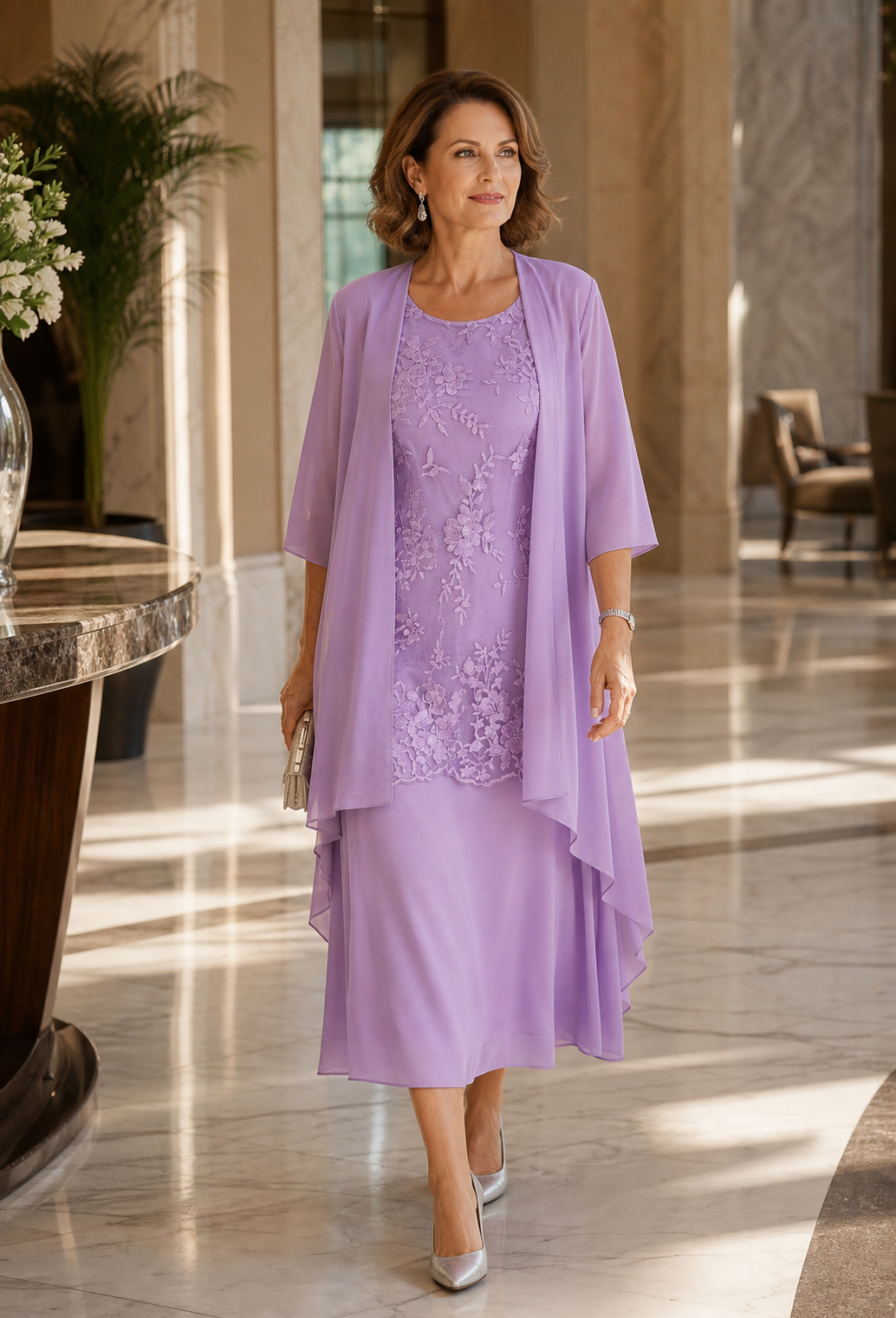 Rina Donadelli™ Elegancki komplet sukienka z kardiganem