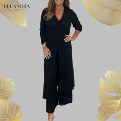 Roberta Dellucci™ – letni dwuczęściowy zestaw z długim rozcięciem