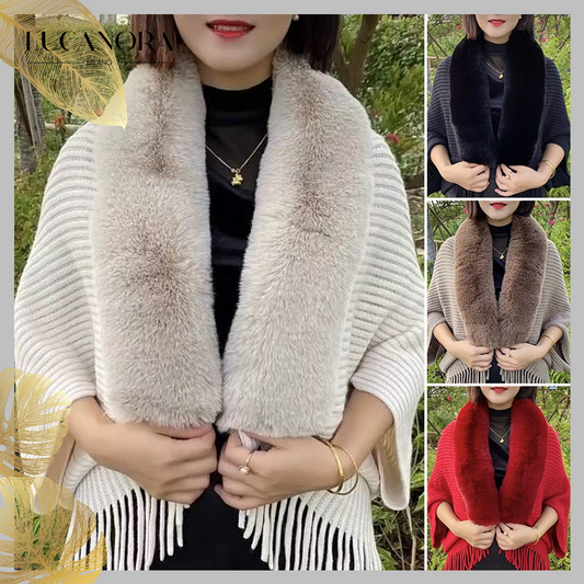 Rosine Robiquet™ Modny szalik i sweter 2 w 1 z futrzanym kołnierzem