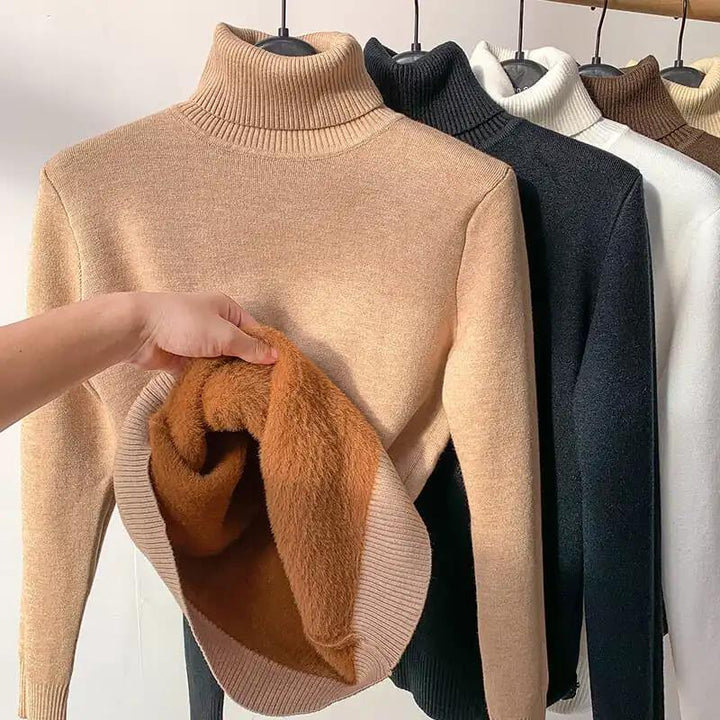 Rubie Baptiste™️ Ciepły polarowy zimowy sweter z golfem