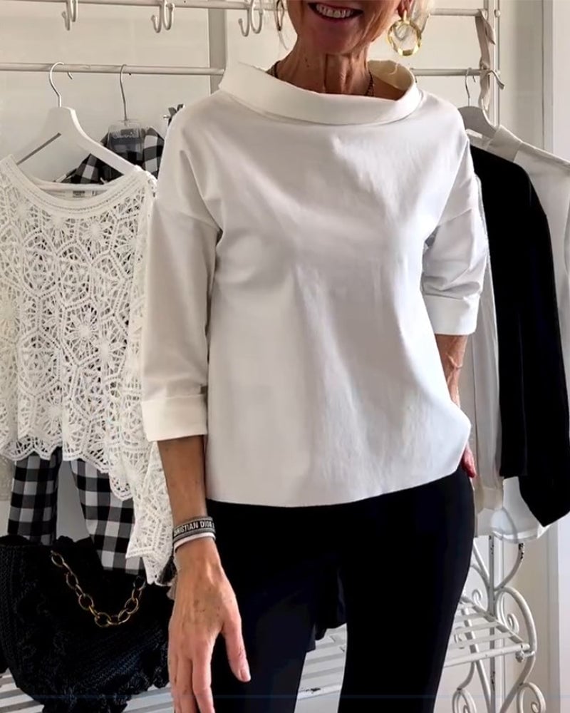Sabina Argiro™ Modna bluzka z półgolfem