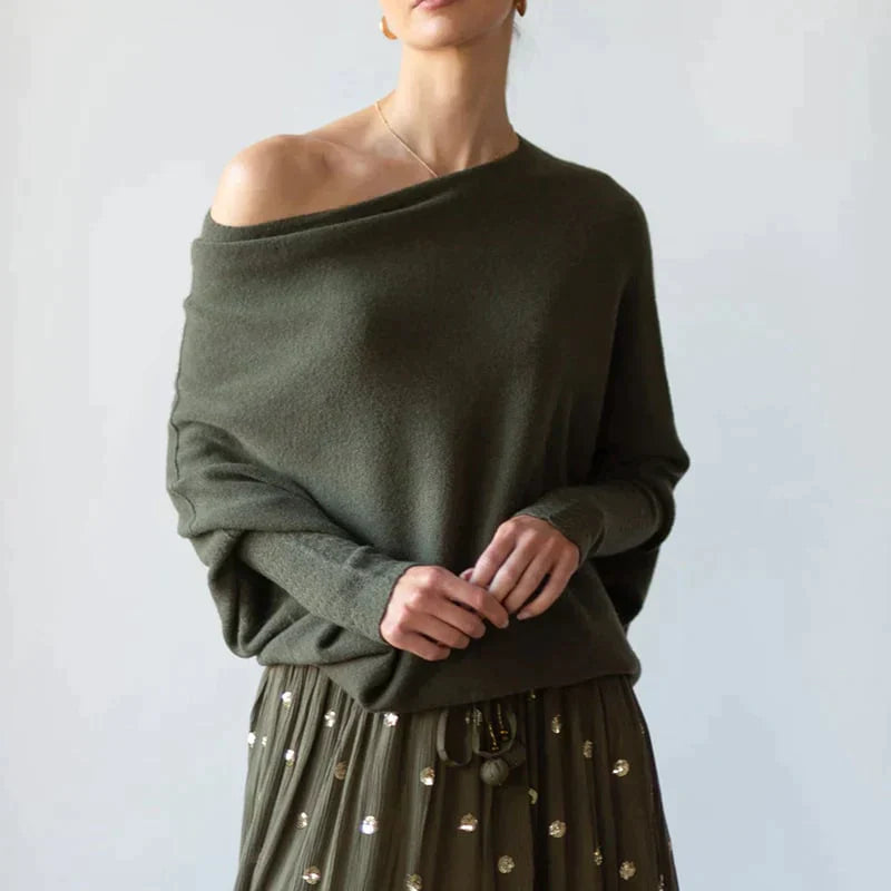 Salomé Jacques™ Asymetryczny sweterek w prążki