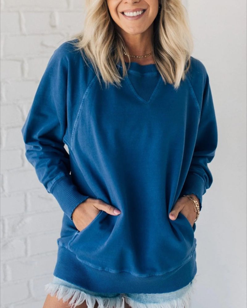 Serena Marte™ Damski sweter z kieszeniami w prążki