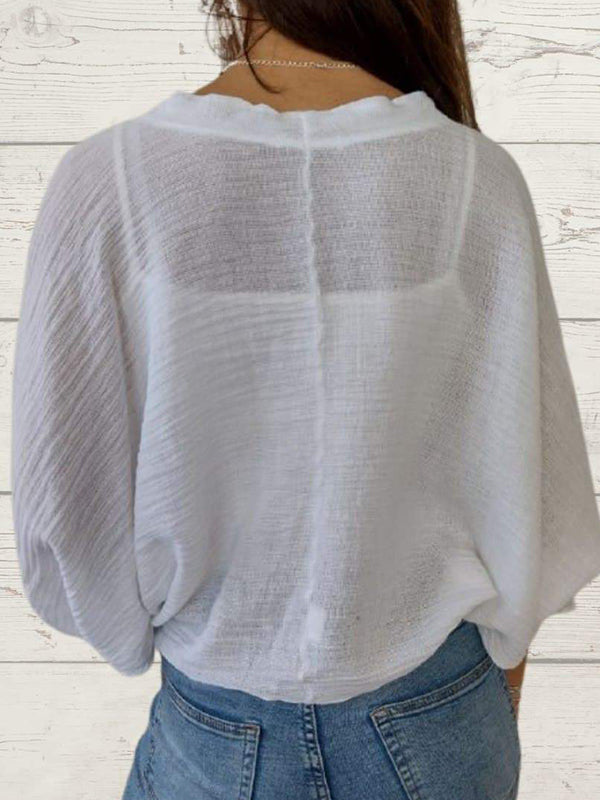 Sidonie Renaud™ Luźny sweter z dwoma guzikami