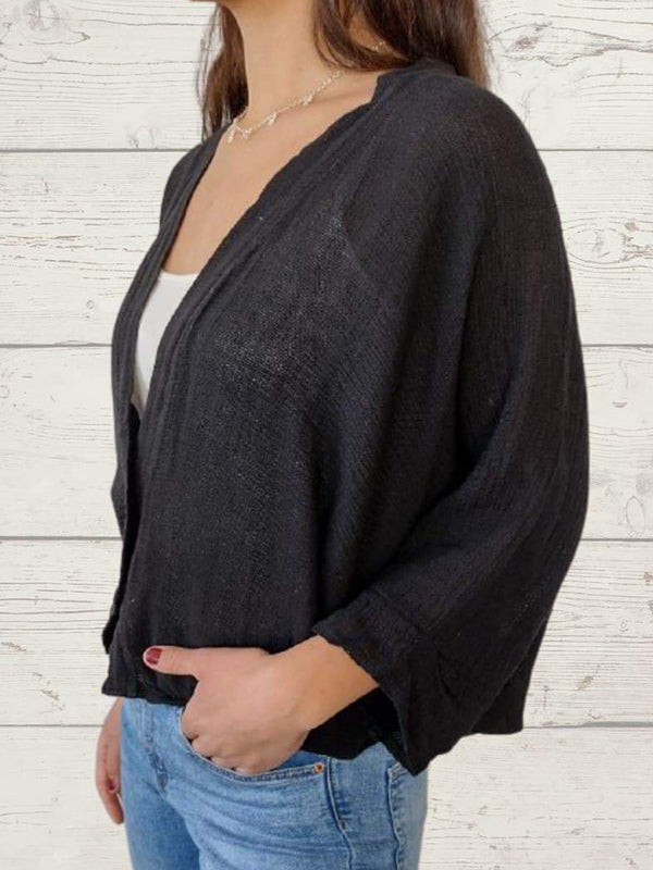 Sidonie Renaud™ Luźny sweter z dwoma guzikami