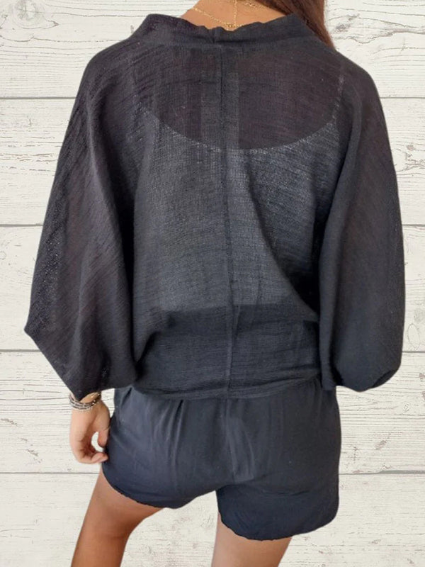 Sidonie Renaud™ Luźny sweter z dwoma guzikami