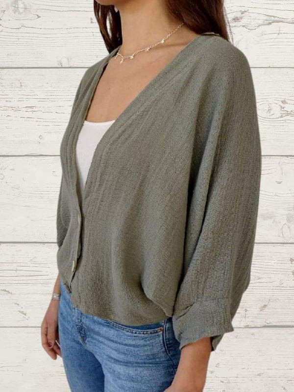 Sidonie Renaud™ Luźny sweter z dwoma guzikami