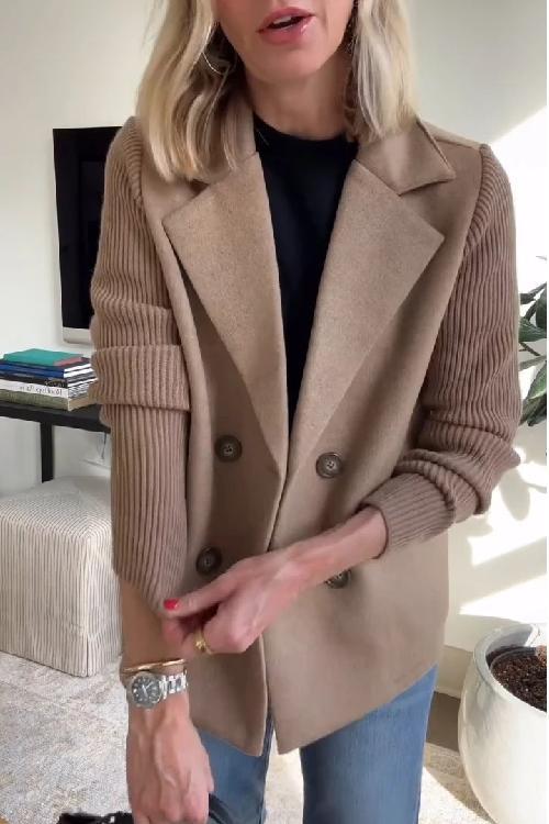 Silvia Sturniolo™ Elegancka kurtka z dzianinowymi rękawami