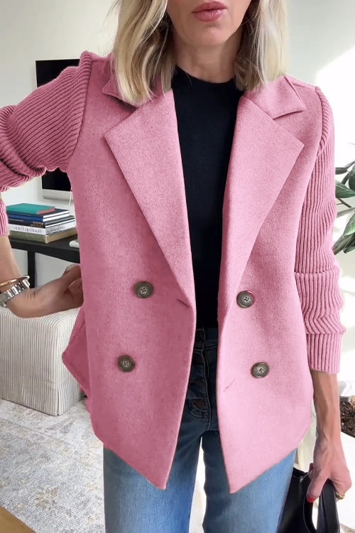 Silvia Sturniolo™ Elegancka kurtka z dzianinowymi rękawami