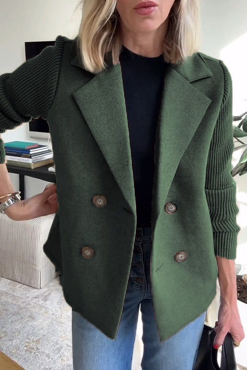 Silvia Sturniolo™ Elegancka kurtka z dzianinowymi rękawami