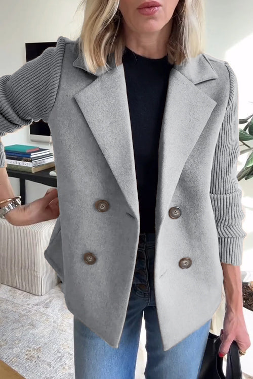 Silvia Sturniolo™ Elegancka kurtka z dzianinowymi rękawami