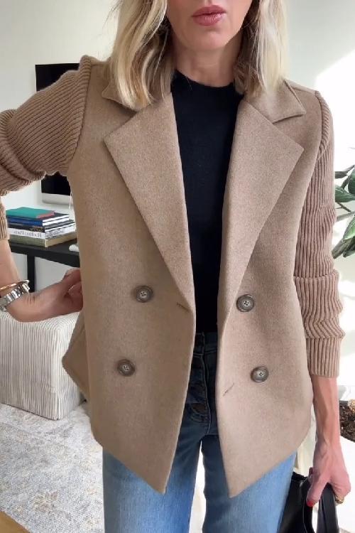 Silvia Sturniolo™ Elegancka kurtka z dzianinowymi rękawami