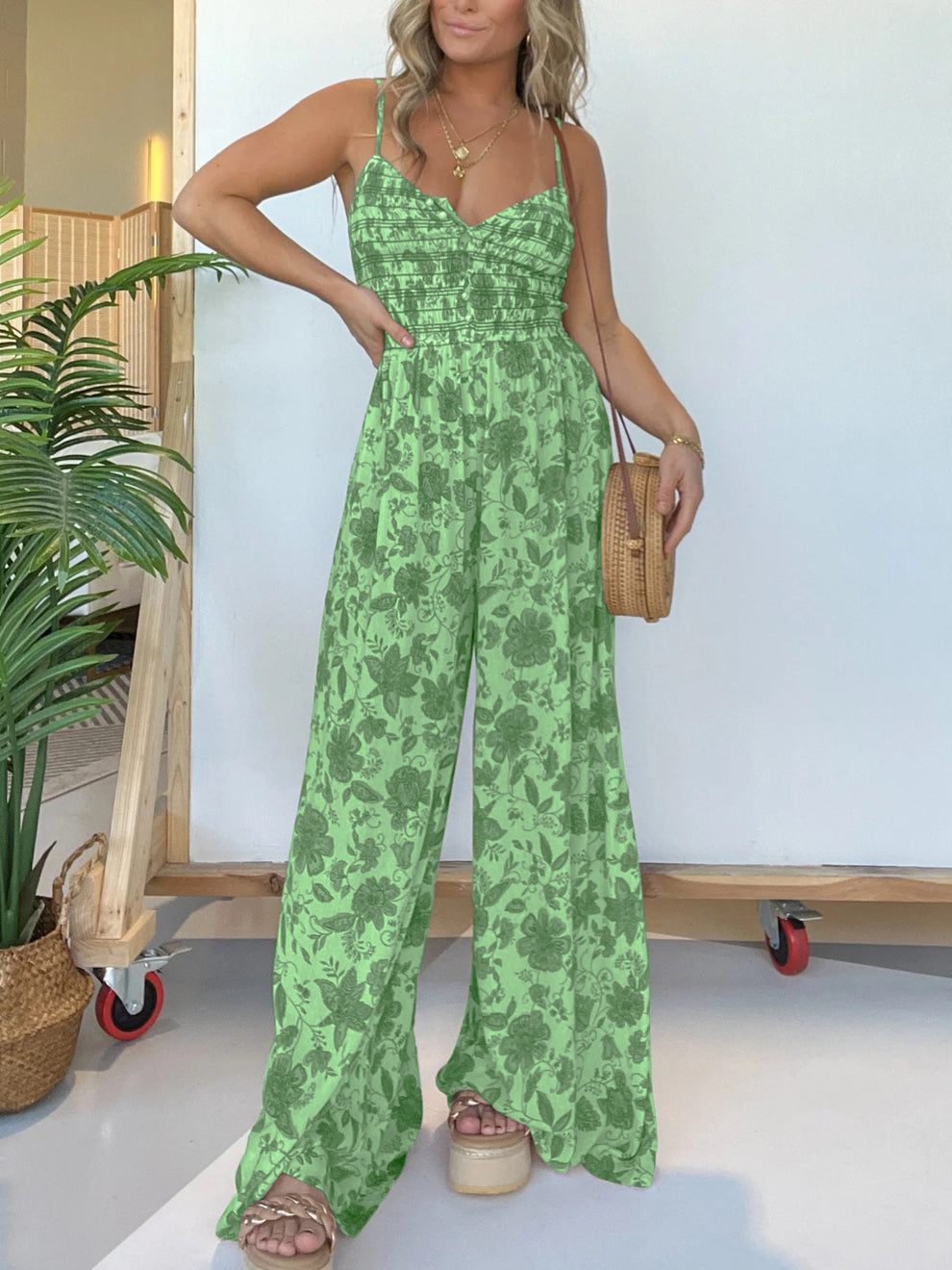 Solange Grieco™ Kwiatowy kombinezon z szerokimi nogawkami
