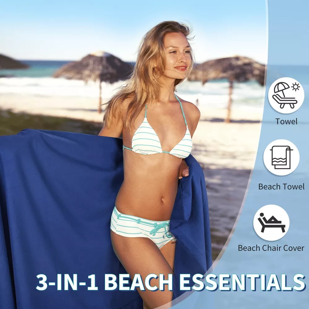 SunVibe™ Szybkoschnący ręcznik plażowy z kieszeniami