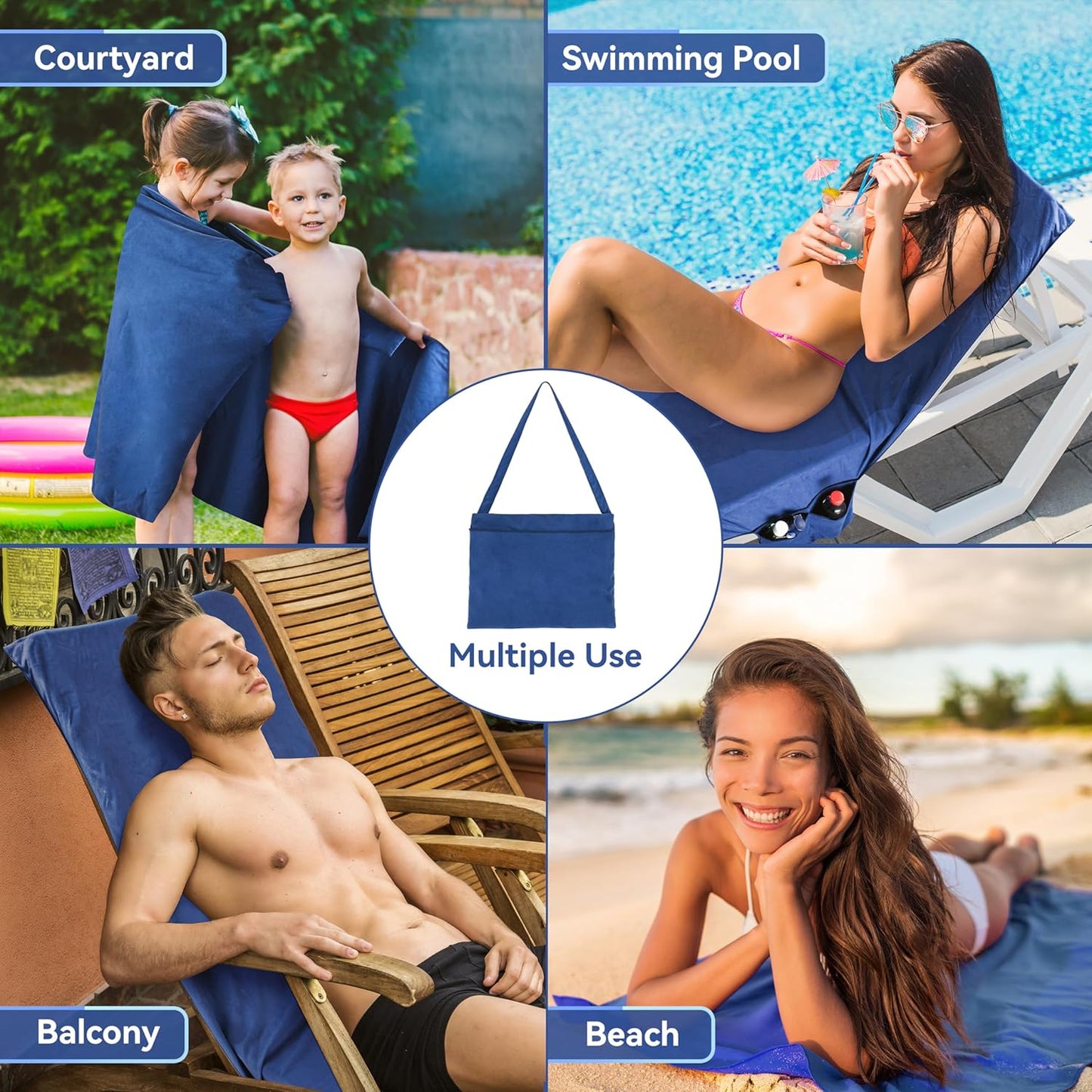 SunVibe™ Szybkoschnący ręcznik plażowy z kieszeniami