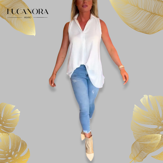 Ugolina™ Bluzka koszulowa bez rękawów