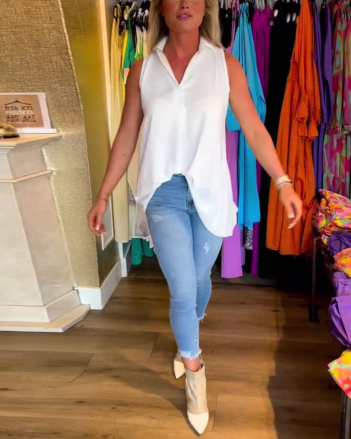 Ugolina™ Bluzka koszulowa bez rękawów