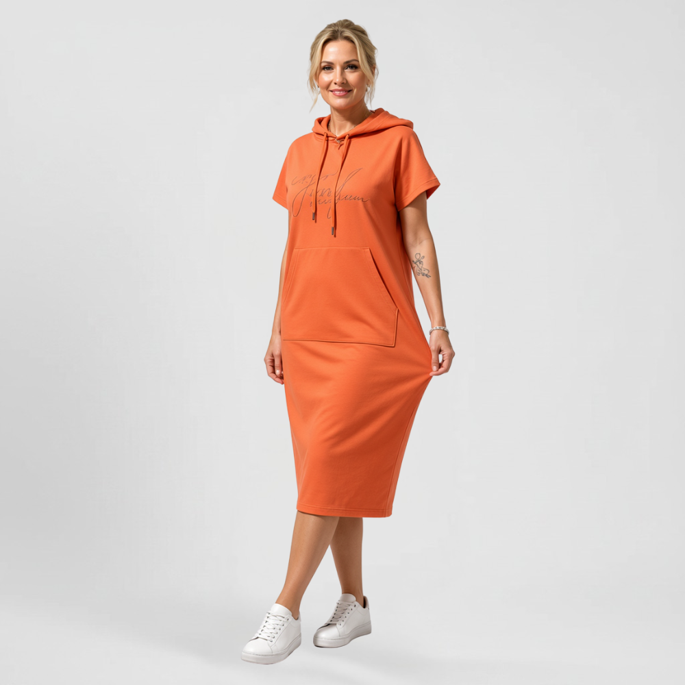 Penelope Dallara™ Komfortowa jednolita sukienka midi na co dzień