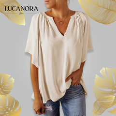 Vanessa Capelli™ Damski top letni z rękawami typu nietoperz