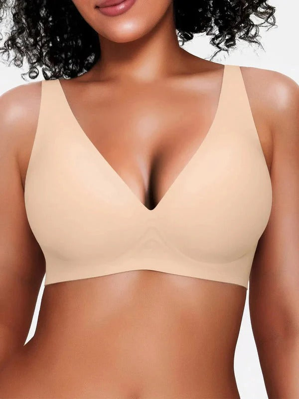 Velourette™ Bezszwowy Biustonosz Bralette bez Fiszbin z Głębokim Dekoltem V