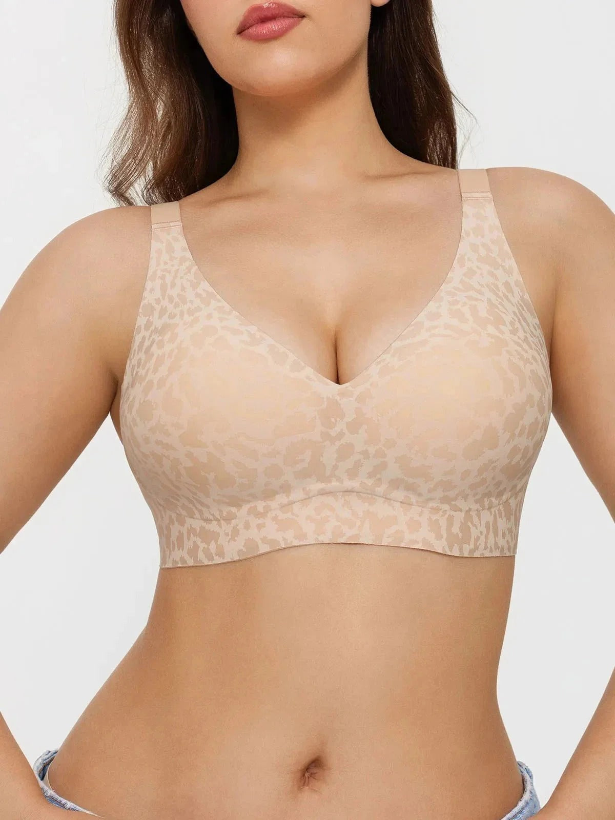 Velourette™ Bezszwowy Biustonosz Bralette bez Fiszbin z Głębokim Dekoltem V