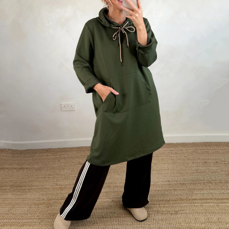 Vilma Bonito™ Damska sukienka bluzowa kangurek oversize z kieszeniami
