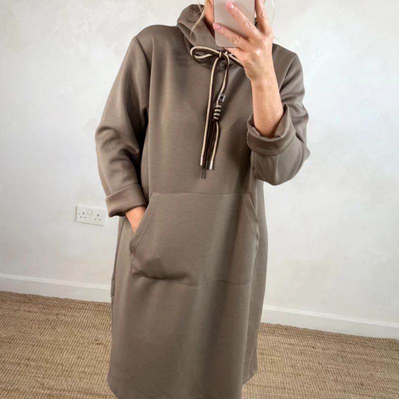 Vilma Bonito™ Damska sukienka bluzowa kangurek oversize z kieszeniami