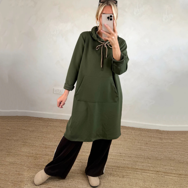 Vilma Bonito™ Damska sukienka bluzowa kangurek oversize z kieszeniami