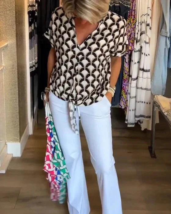 Viola Fox™ Casualowy top z nadrukiem