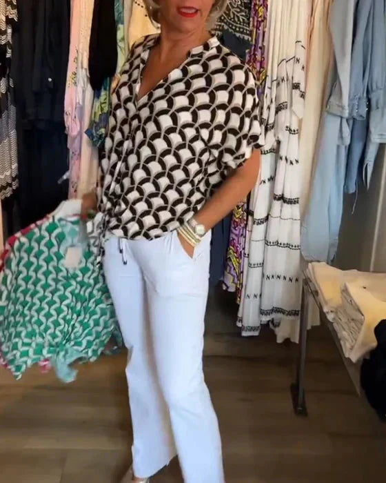 Viola Fox™ Casualowy top z nadrukiem