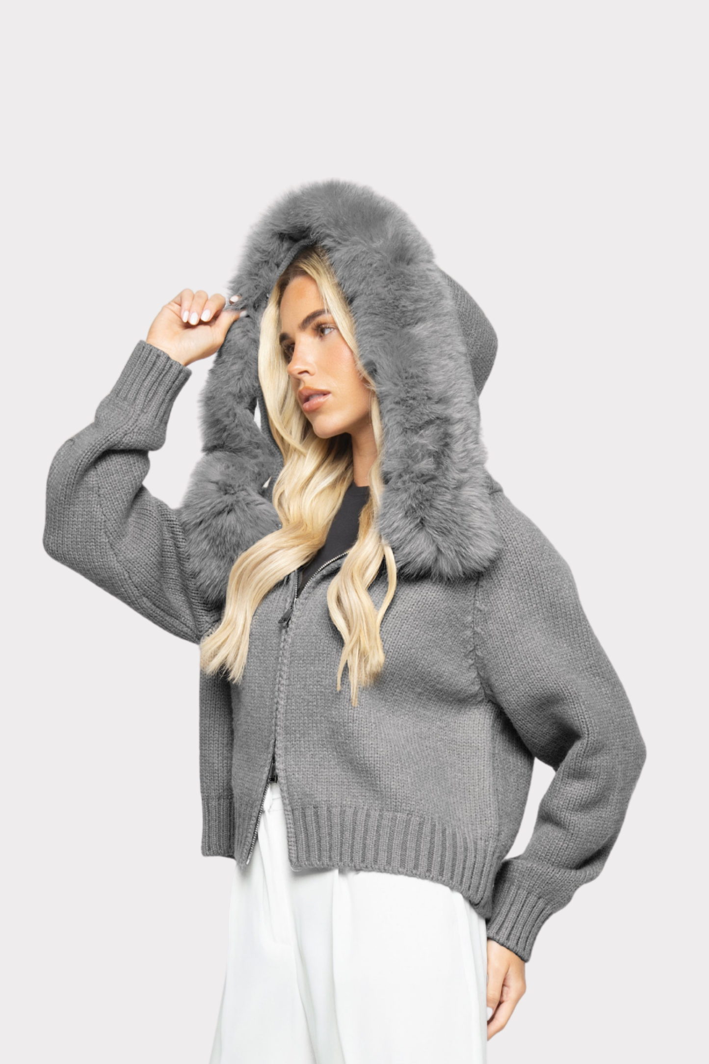 Zaira Perna™ Ocieplana bluza z kapturem i futrem