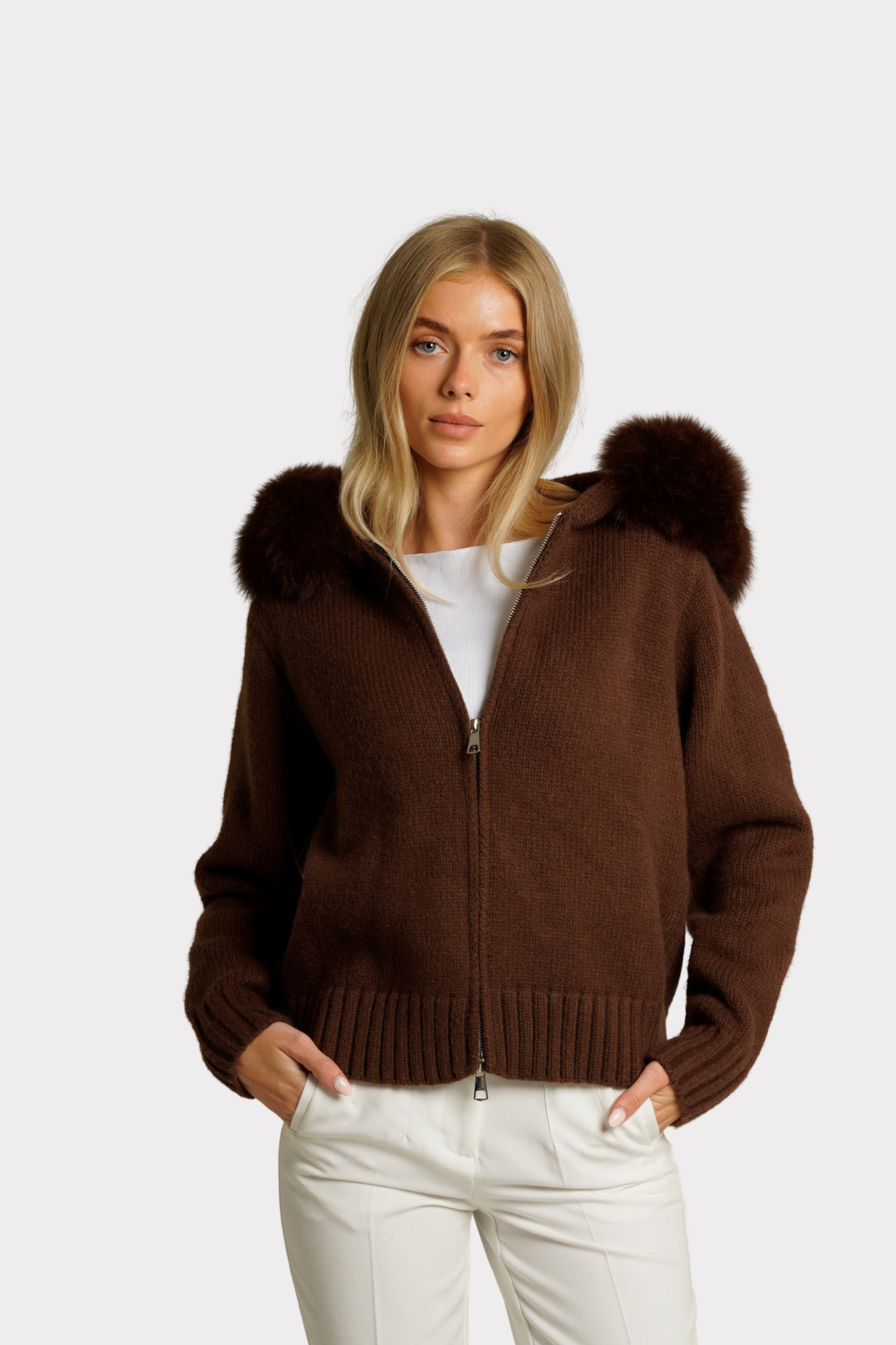 Zaira Perna™ Ocieplana bluza z kapturem i futrem