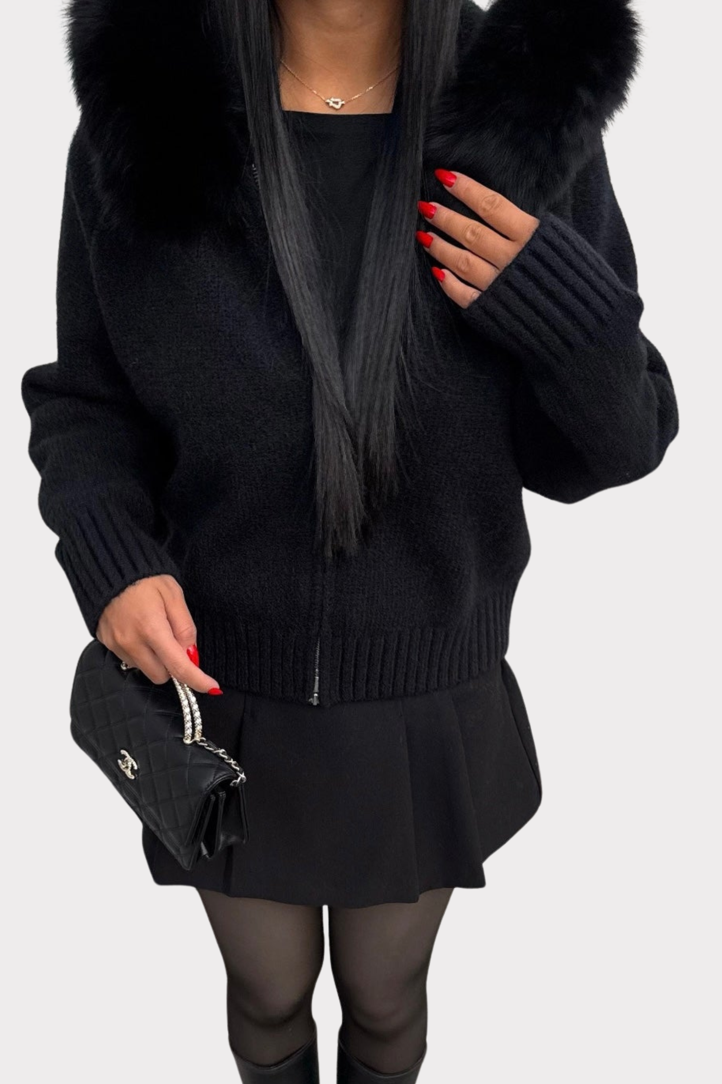 Zaira Perna™ Ocieplana bluza z kapturem i futrem