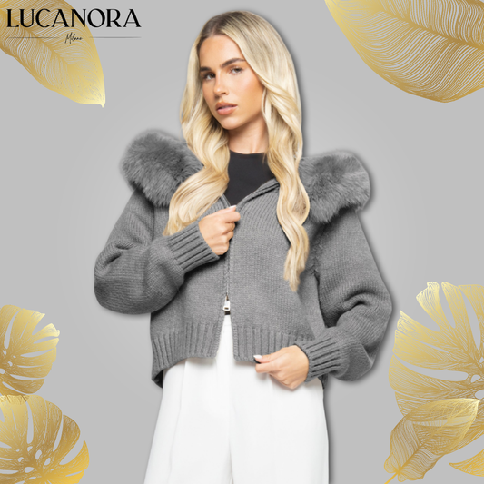 Zaira Perna™ Ocieplana bluza z kapturem i futrem
