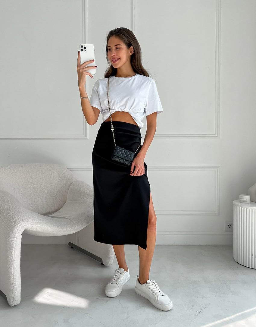 Zarina Bozzi™ Damska spódnica midi z rozcięciam z boku
