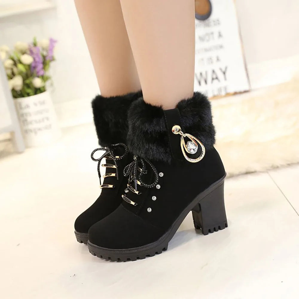 Zarina Riviello™ Eleganckie zimowe buty ze sztucznym futrem