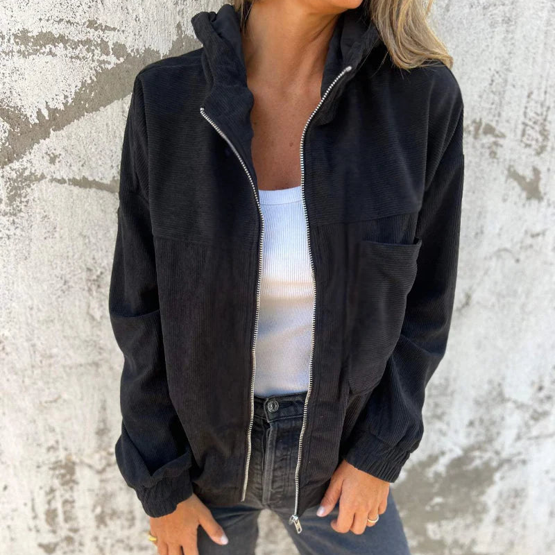 Adele Mariani Zip-Up Corduroy Hooded Jacket - fourth product view